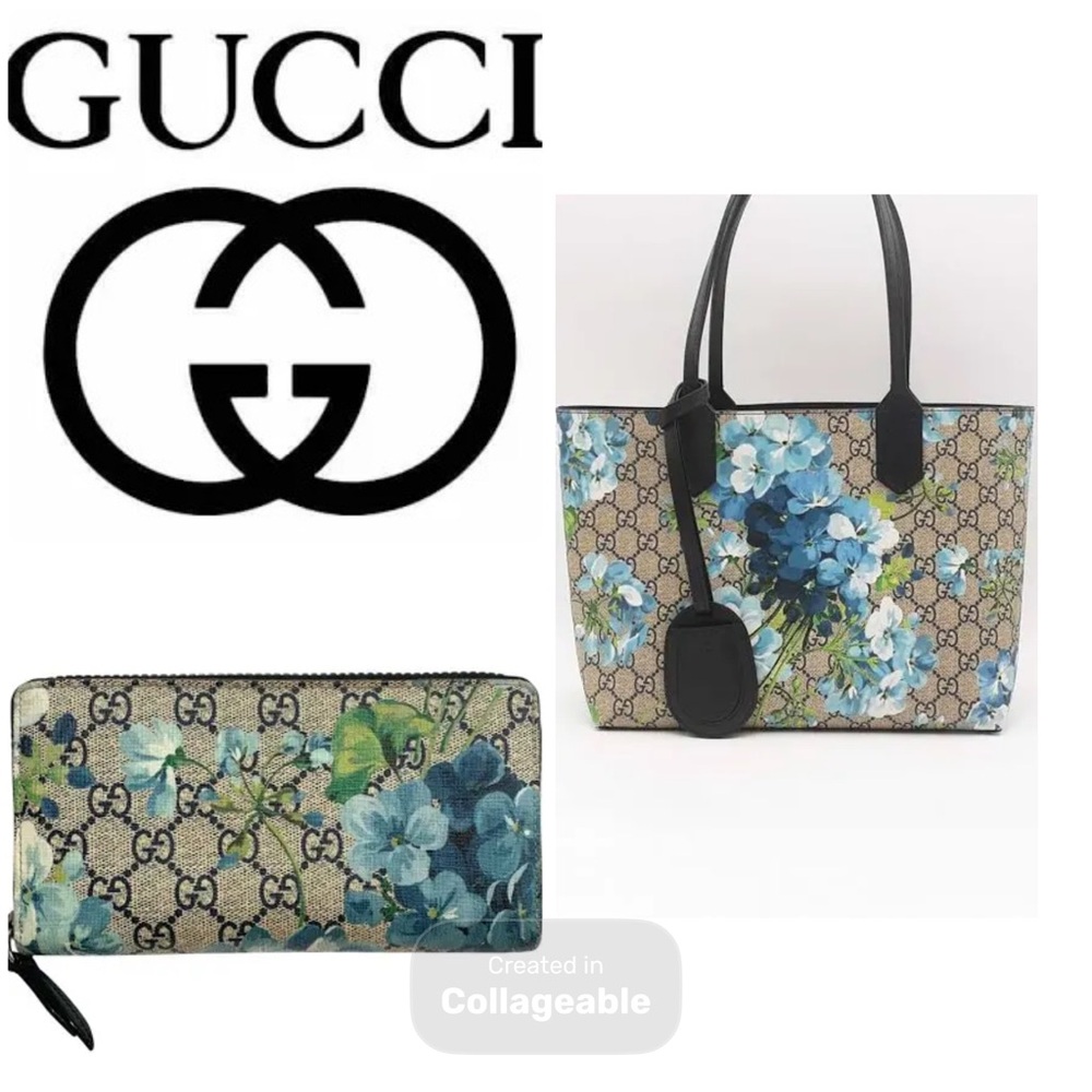 ‼️WOW‼️GUCCI BLOSSOM COLLECTION SET💙🩵🤎Floral Print Women's Bag Set